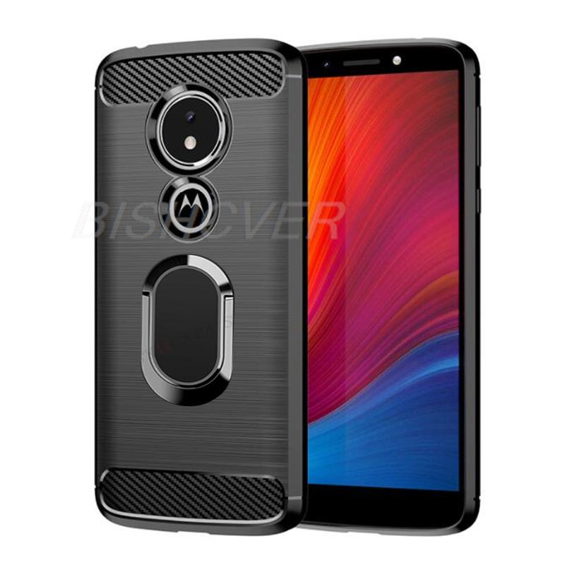Motorola moto  g7 e5 plus hoesje van geborsteld koolstofvezel siliconen, schokbestendig, voor moto  z2 force  z3 z4 play, inclusief magnetische standaard.: Buikspieren / Zilver