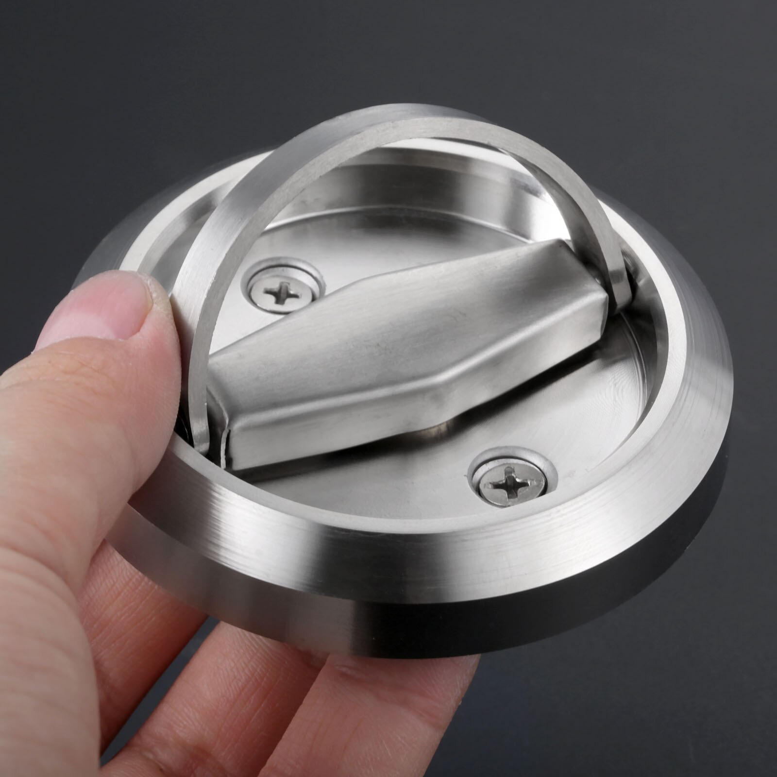 1pc Silver Invisible Cup Handle Hidden Door Cabinet Drawer Pulls Stainless Steel Furniture Round Recessed Pull Handle