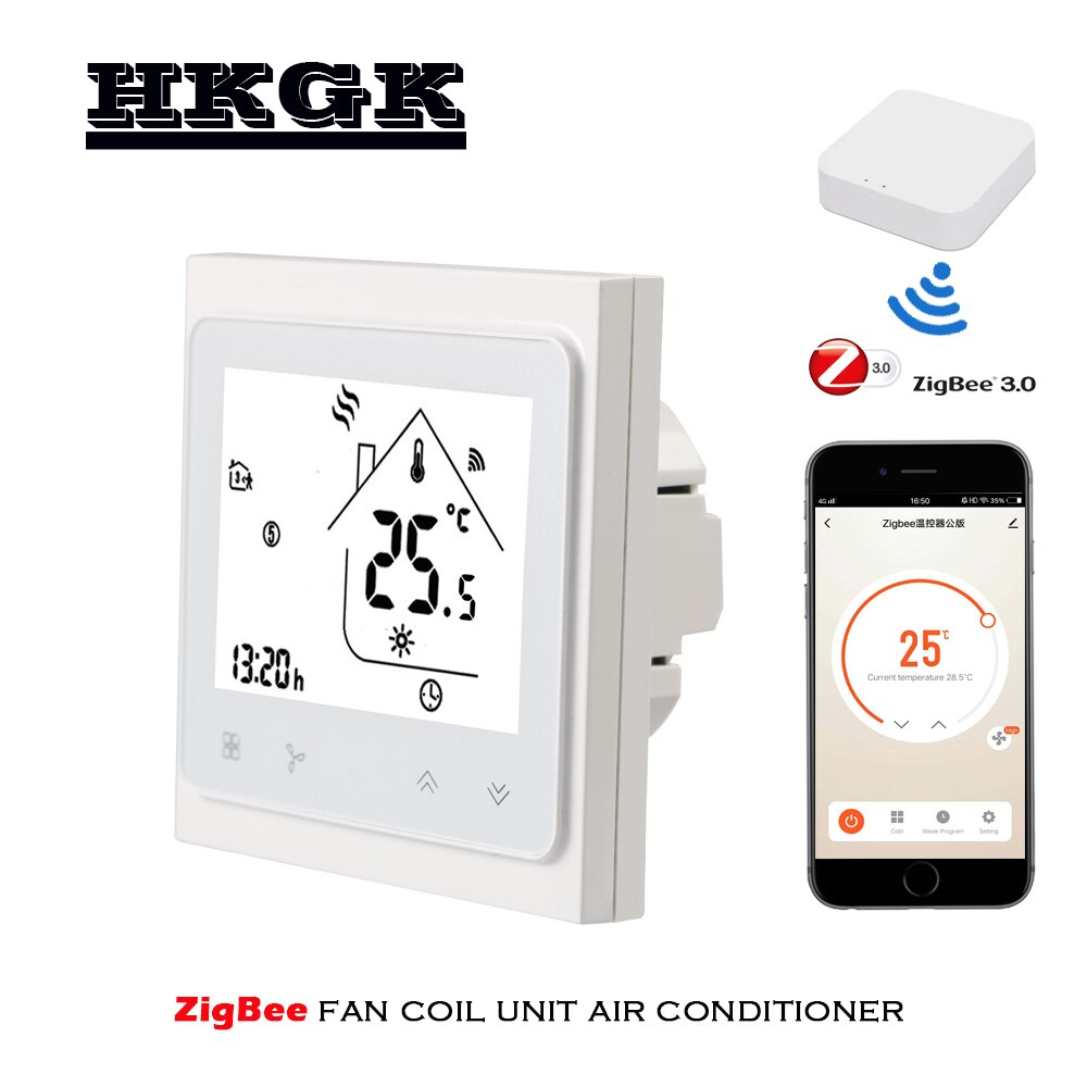 ZigBee Smart Thermostat Programmable 2P 4P fan coil Temperature Controller Compatible with Tuya APP Remote Alexa Google Control