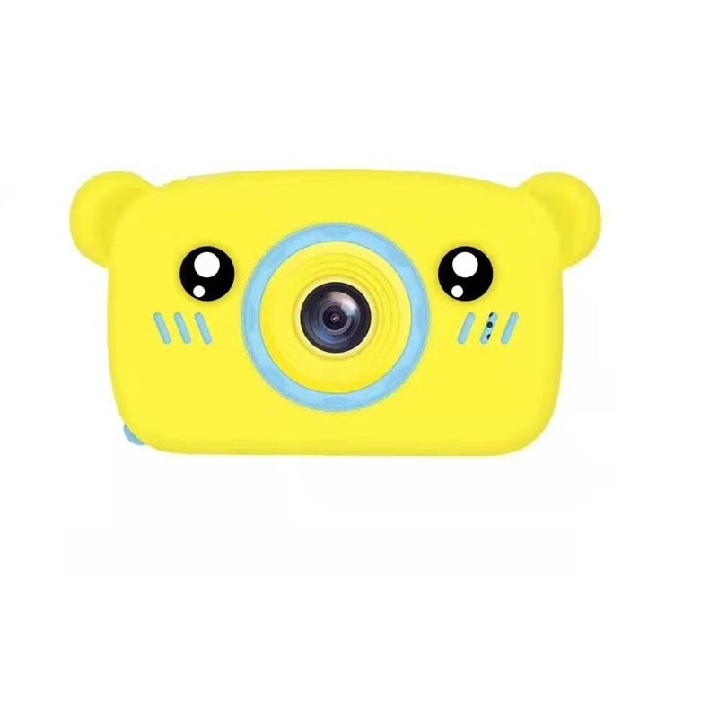 1200W 1080P HD numérique Mini enfants caméra ours dessin animé vidéo Photo affichage jouets en plein air photographie accessoires pour enfant de noël: YELLOW