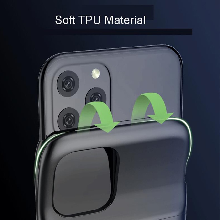 Para iPhone 11 Pro Max cargador de batería caso 5000mAh de silicona a prueba de golpes cargador caso para iPhone 11 paquete externo Power Bank Cover