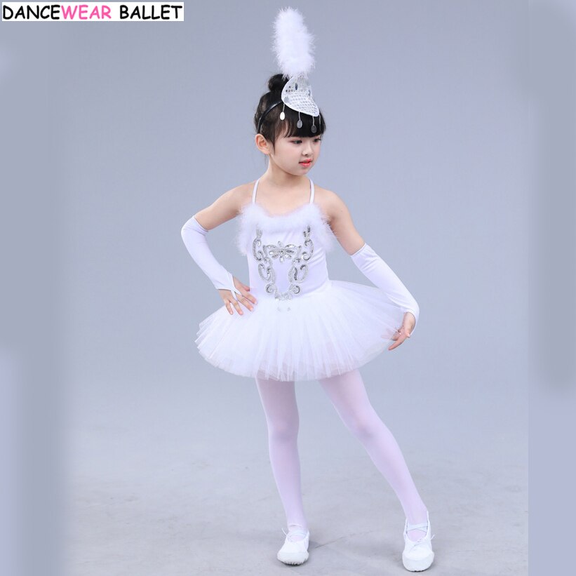 Mädchen Ballett Kleid Art Weiß Schwanensee Tanz Kostüm freundlicher Mädchen Ballett Ballettröckchen Kleid Gymnastik Trikot Dancewear Kostüm + Strumpfhosen