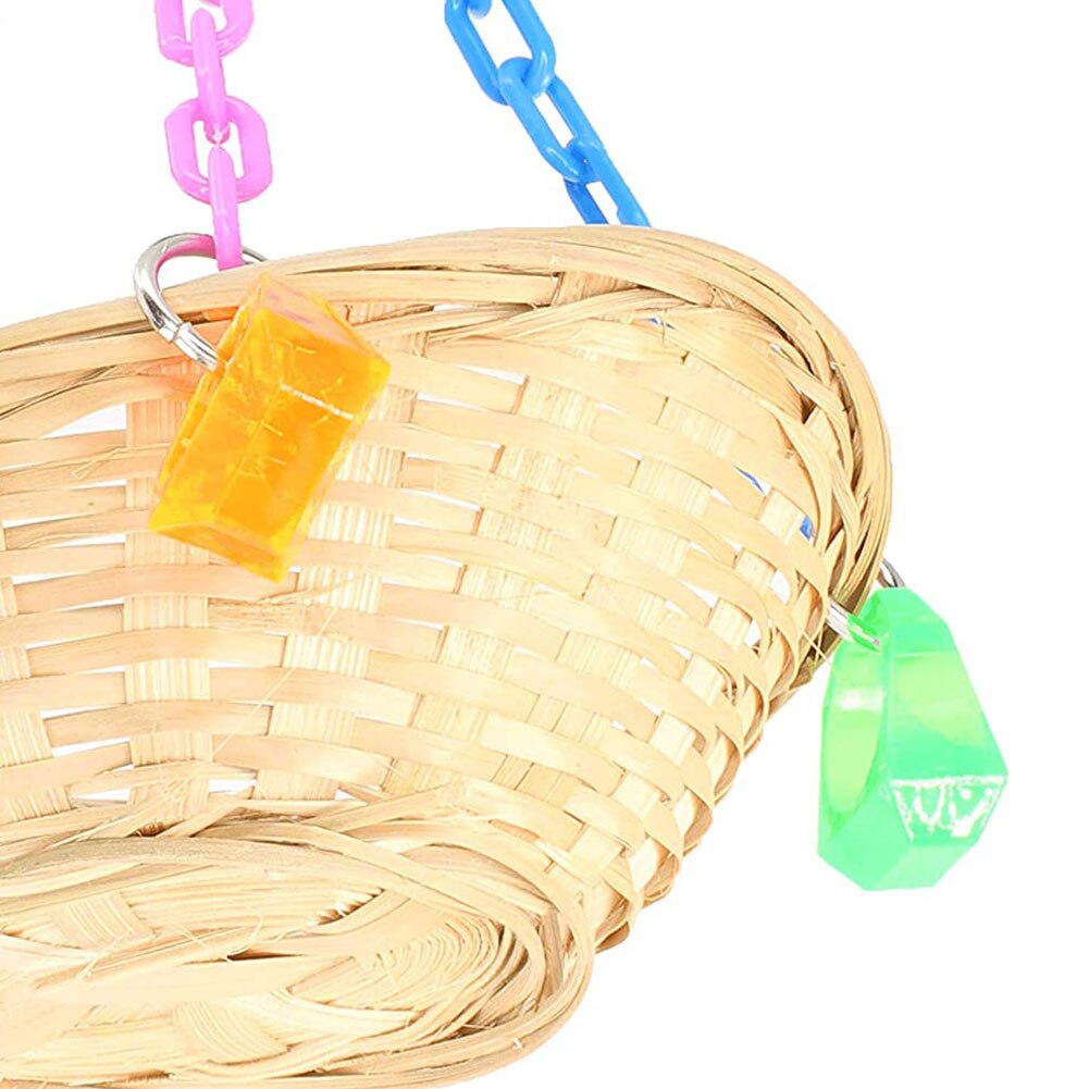 Birds Swing Wooden Parrot Swing Nest Toys Reusable Birds Hanging Toy for Squirrel Finches Parrot Round Shape Hanging Swings