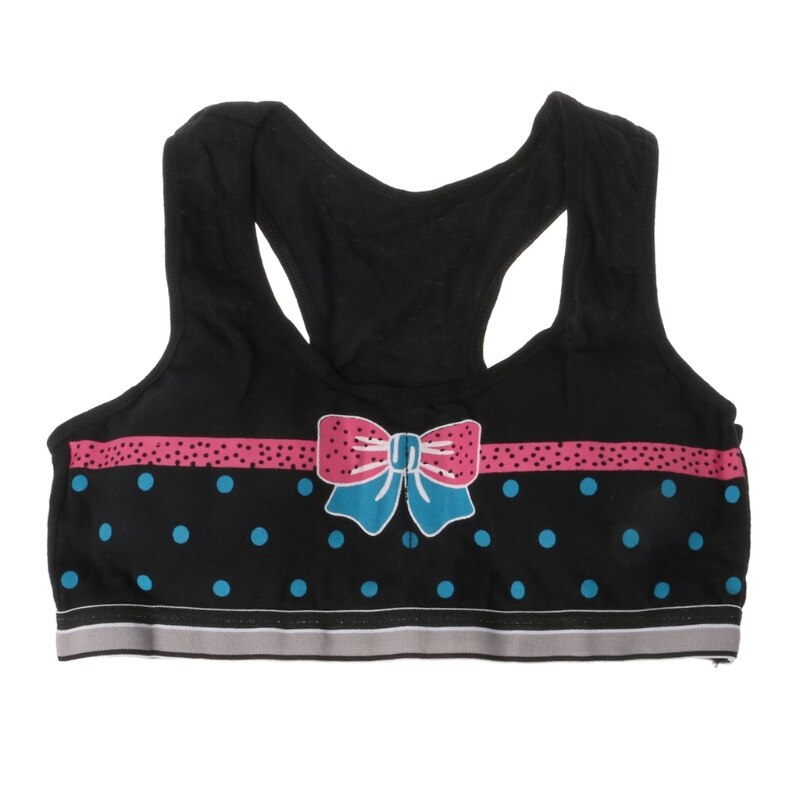 Zachte Katoenen Training Bh voor Baby Meisjes Leuke Strik Dot Riem Vest voor Tiener Beha: Black