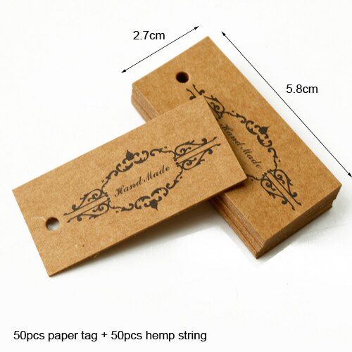 50 Stuks Vintage Kraftpapier Tag Hang Tags Wedding Birthday Party Candy Dozen Prijs Label Naaien Kleding Kledingstuk Tags: Hand made
