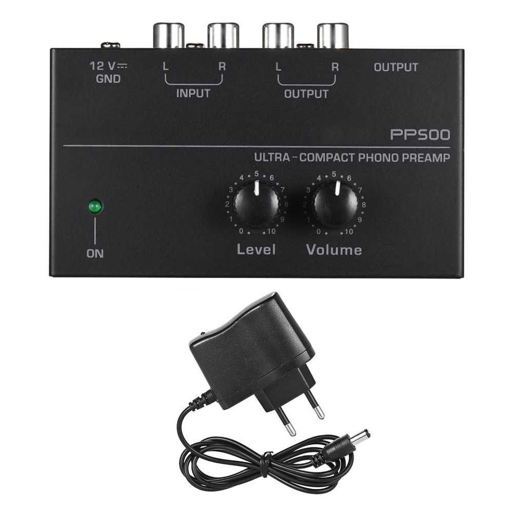 Preamplificatore Phono Preamp amplificatore Audio Ultra-compatto con controllo del Volume del livello ingresso giradischi uscita RCA uscita TRS da 1/4''