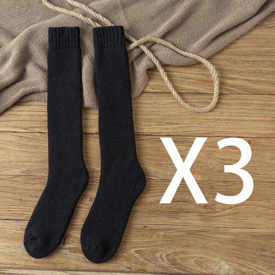 Winter Men's Knee Wool Long Socks Thick Warm Harajuku Retro Compression High Male Sock 3 Pair: S6 / U.K. SIZE 6-11