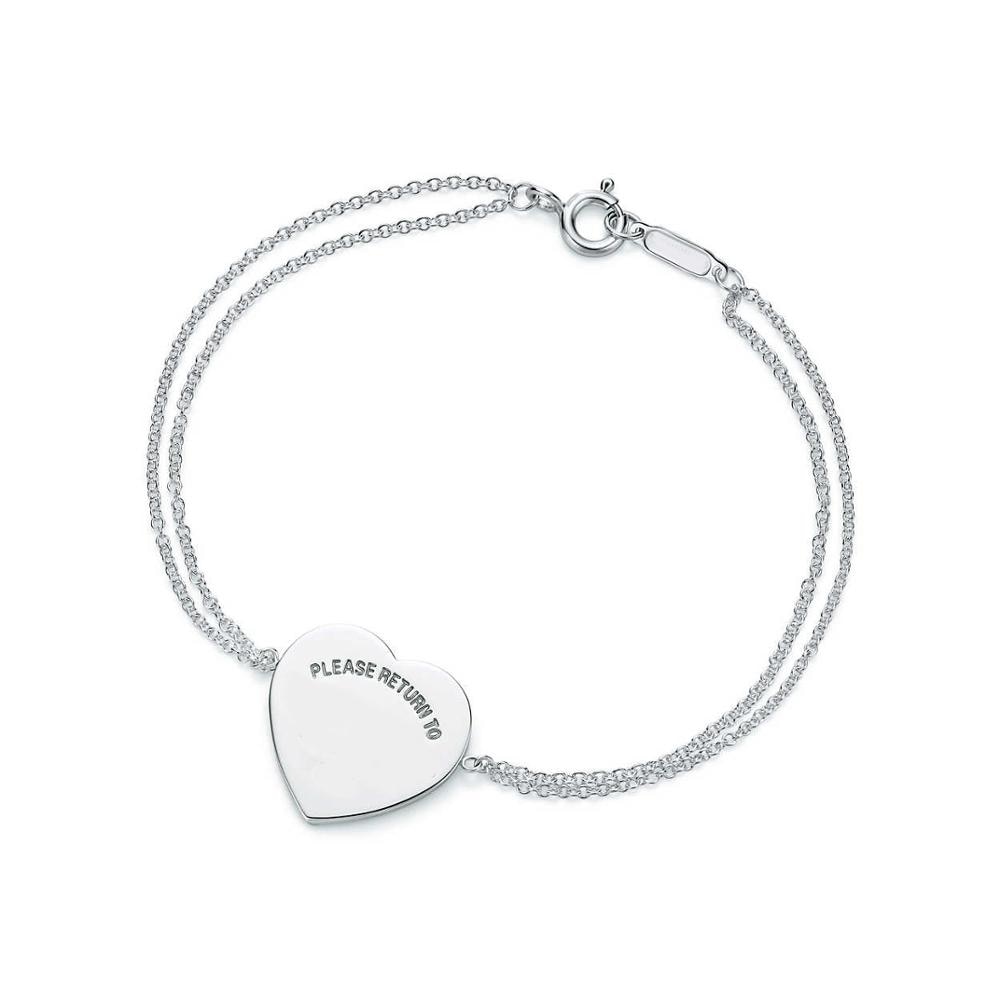 Ms classic S925 silver heart-shaped tags bracelet jewelry lovers sweet romantic