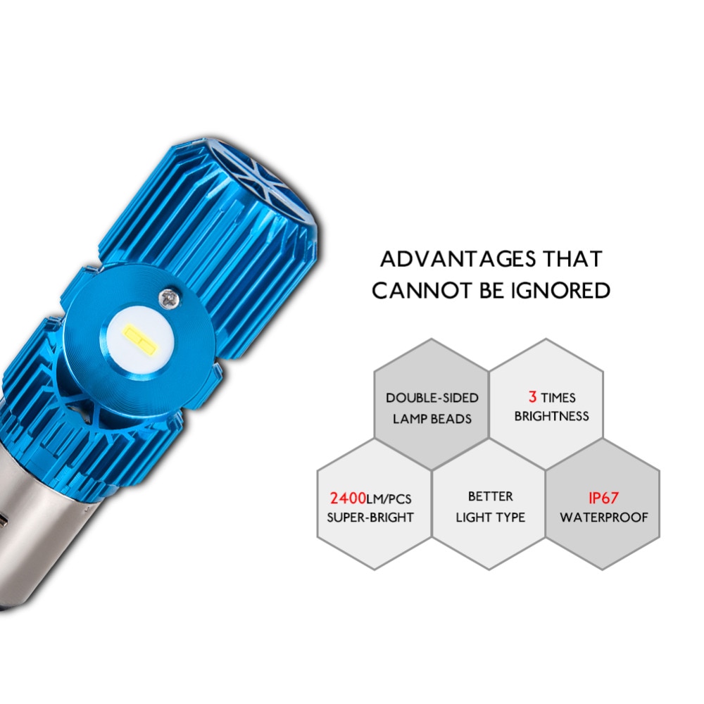 VooVoo LED H4 BA20D HS1 Moto Motorfiets Koplamp Lampen Lamp 2400LM 6000K 20W H4 Led Motor Elektrische Auto scooter Verlichting