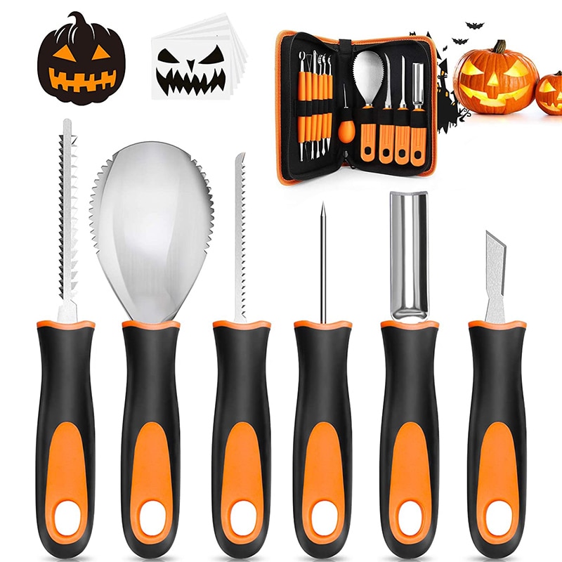 4-6 st pumpa carving verktyg kit halloween pumpa carving verktyg set stenciler pumpa skär tillbehör gravering kök skärning