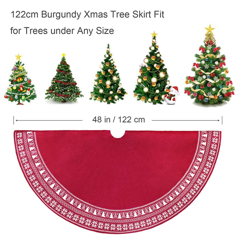 48 Inch Knit Gebreide Rustieke Boom Rok Met Sneeuwvlok Xmas Tree Patroon Kerstboom Rok Mat Voor Decoratie