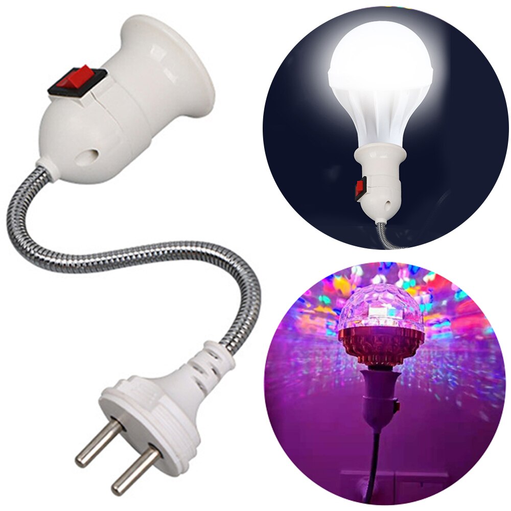 E27 EU Plug Adapter Convenient LED Light Socket Extension Converter With Switch Bulb Base for Home Kitchen Energy Saving Holder