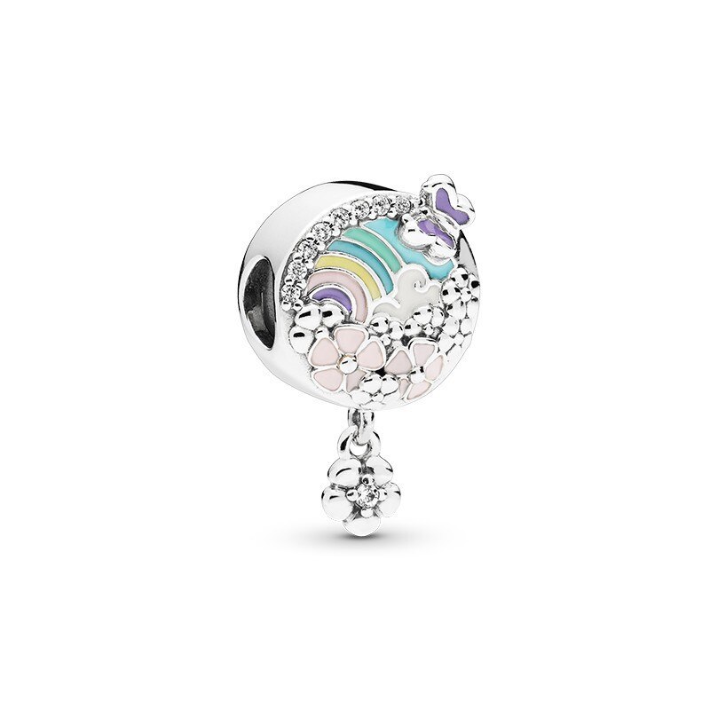925 sterling sølv kløver & mariehøne farverige hjerte blomst vedhæng diy fine perler passer originale charme armbånd smykker: Binhai blomster