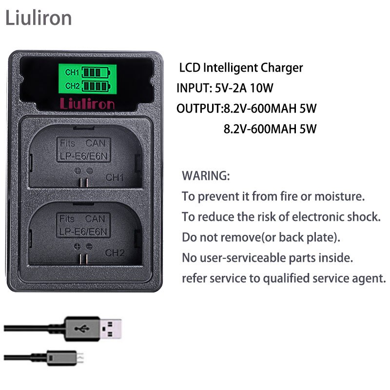 Lp -e6 lpe 6 lpe 6n kamera batteri 7.4v 2650 mah genopladelige li-ion batterier til canon eos 5d 6d 7d 60d 70d 80d mark ii mark iii: Kun oplader