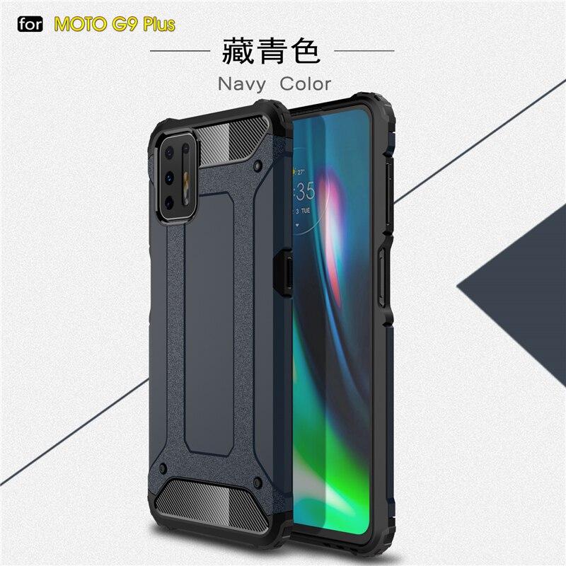 Case For Motorola Moto G9 Plus Case Bumper Anti-knock TPU+PC Hybrid Armor Cover For Motorola G9 Plus Phone Case For Moto G9 Plus: Moto G9 Play(Moto G9 / NavyBlue