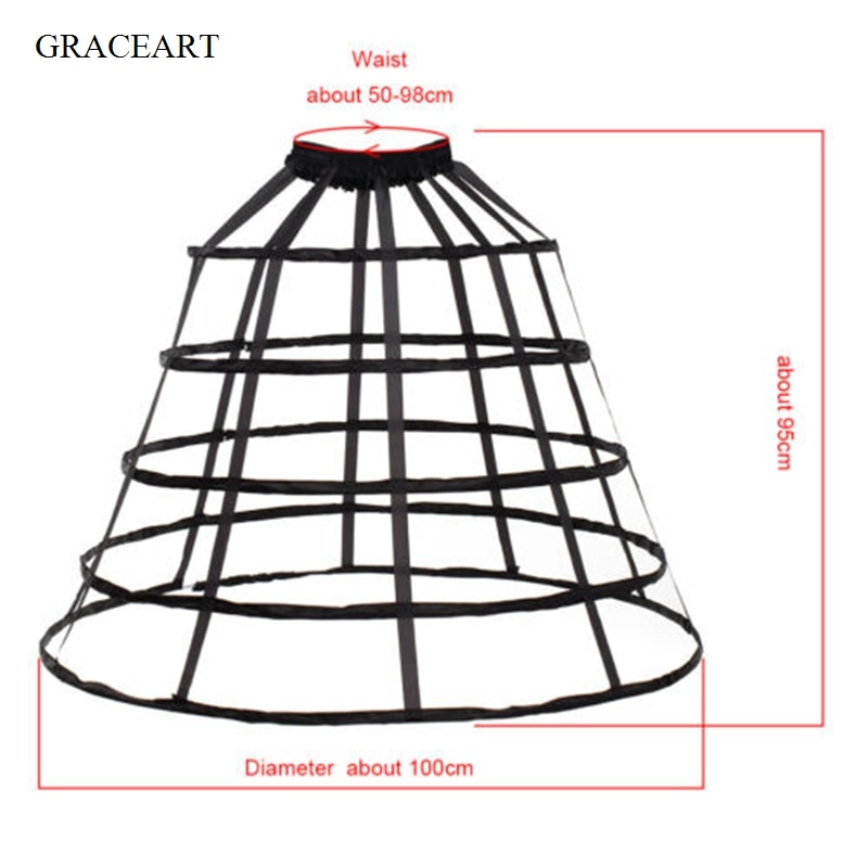 Jupe avec Cage Crinoline pour femme, jupon blanc et noir