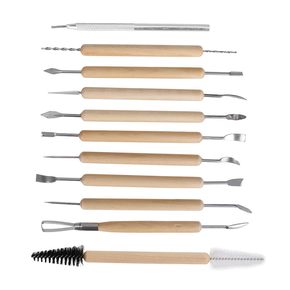11Pcs Wooden Handle Sculpting Tools Arts Crafts Modeling Carving Tools Beginner Modeller Clay Sculpting Tools Set