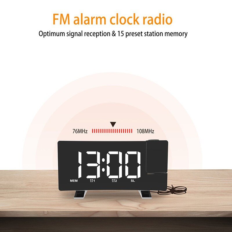 Projektion Wecker Digital Decke Anzeige 180 Grad Projektor Dimmer Radio Batterie Sicherung Multi-funktionale LED Uhr