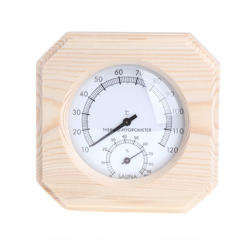 Sauna Room Wood Thermometer Hygrometer Hygrothermograph Temperature Instrument