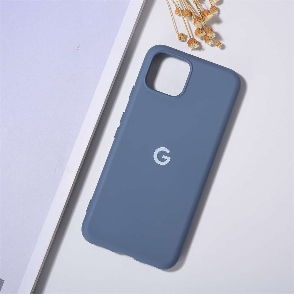 Originele hoes voor google pixel 4 , schokbestendige hoes van vloeibaar siliconenrubber, volledige bescherming voor pixel 4a 4g 5g 4xl telefoontas: Buikspieren / Blauw