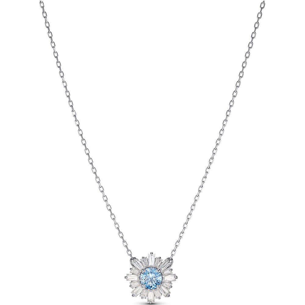 Fashionable SUNSHINE Blue Crystal Necklace Jewelry Simple and for Girlfriend Birthday Memorial Best