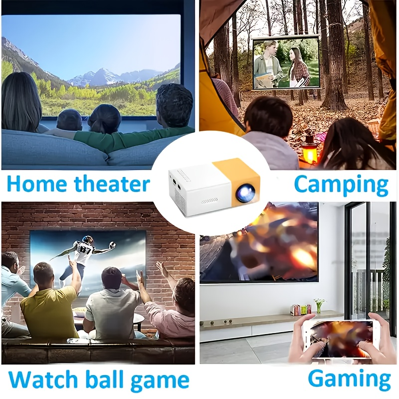 Powerful Native HD Mini Projector Mobile Phone Wired Screen Mirroring Portable Home Theater Projectors Supports HDMI USB Connect