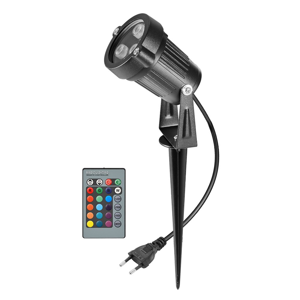 IP65 Waterproof Energy-saving Floodlight Garden Lawn Lamp Outdoor Landscape LED Light withRemote Control: 6W EU