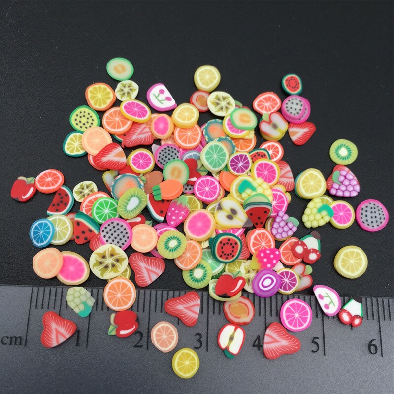 Saupoudrage d&#39;argile polymère de fruits pour enfants, bricolage de gâteaux, particules de boue de Dessert, argile douce pour l&#39;artisanat/remplissage d&#39;ongles, 50g
