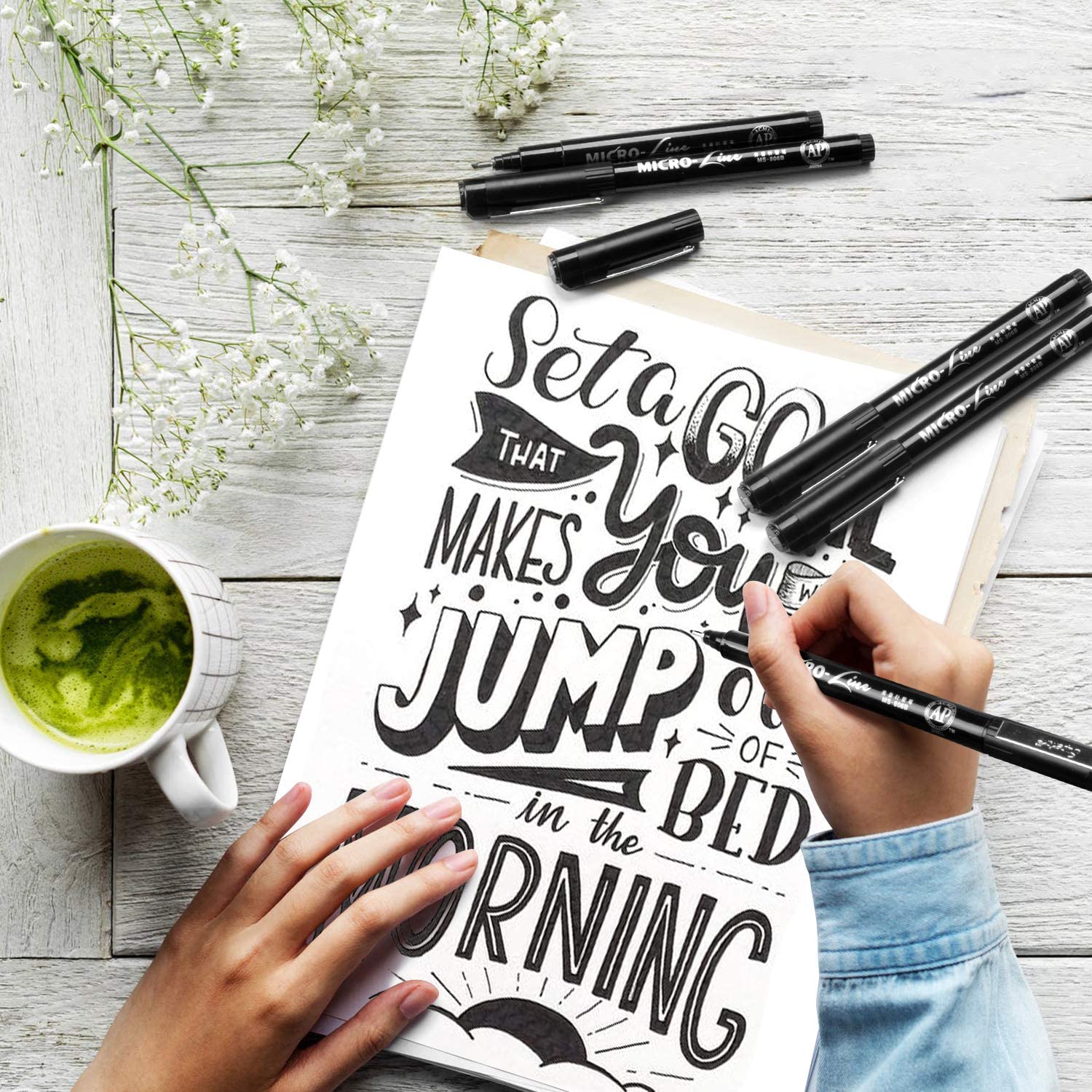 8Pcs/Set Waterproof Fineliner Calligraphy Pen Line Hand Lettering Pens Pigma Micron Drawing Markers Pen For Art Supplie