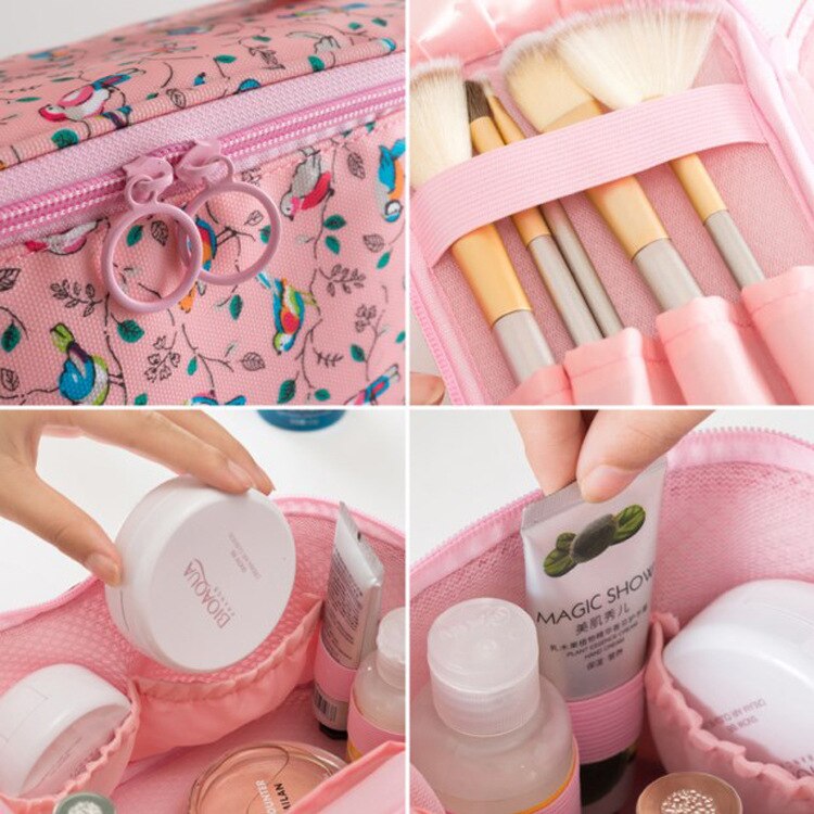 Esteticista nueva de Corea maquillaje de Pu bolsas de cosméticos de viaje bolsa organizadora de aseo maquillaje bolso impermeable bolsa de belleza bolsa