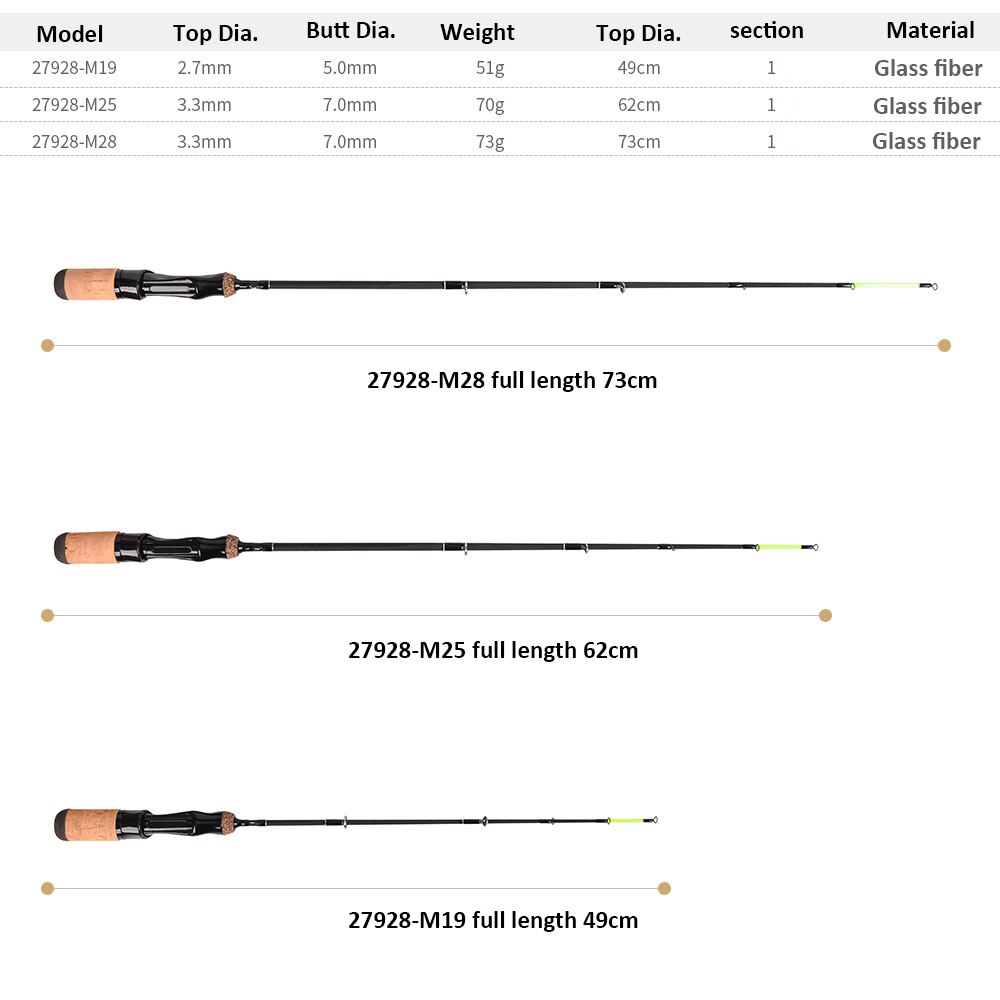 Goture Winter fishing rod Flat Tip Ice Fishing Rod 48cm 63.5cm 71cm Ultralight Carp Perch Pike Jiggjing Fishing Pole