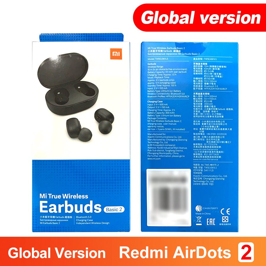 Original Xiaomi Redmi Airdots 2 TWS Bluetooth Earphone Stereo bass BT 5.0 Eeadphones AI Control With Mic Handsfree Earbuds: GB Redmi Airdots 2