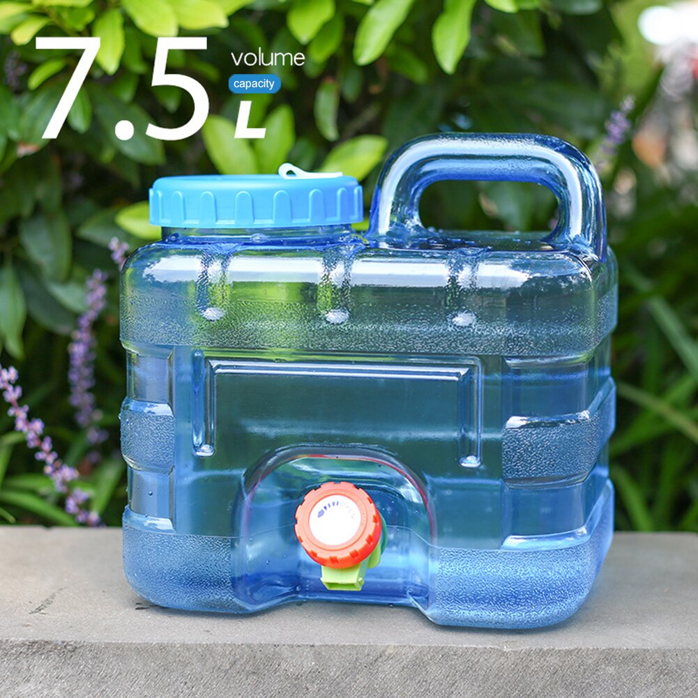 5/8/10L Capacity Pure Water Buckets Container with Faucet Portable Driving Water Tanks for Camping Picnic Hiking Water Buckets: 7.5L