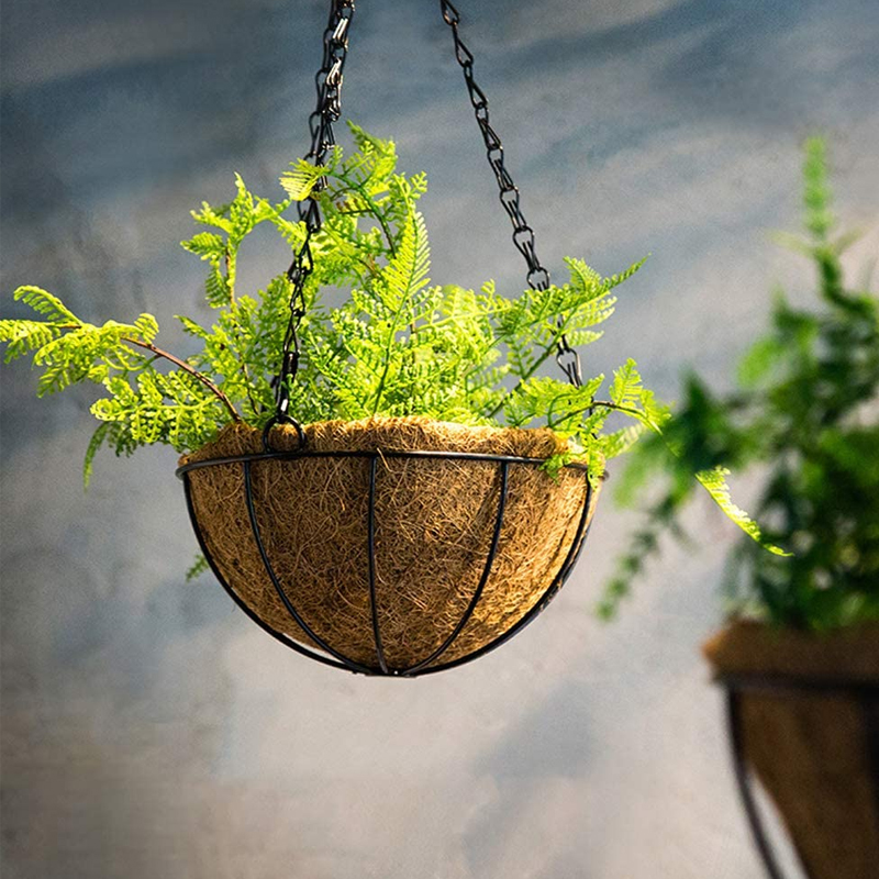 1pc Iron Coconut Half Round Flowerpot Hanging Pots Garden Plant Planter Flower Basket Wall Window Rattan Decor Pot