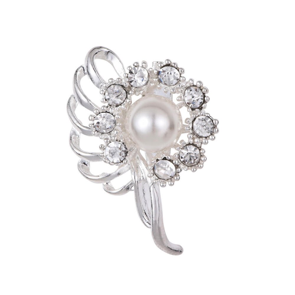 Lnrrabc Mode Vrouwen Zilverachtige Kleur Bloem Vormen Kristallen Imitatie Parel Broche Pin Sieraden Pins Broches De Strass Luxo: 28