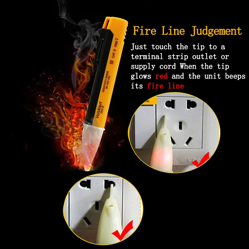 Non-contact Electronic Test Pencil Household Safety Induction Electroscope With LED Lights Buzzer Alarm