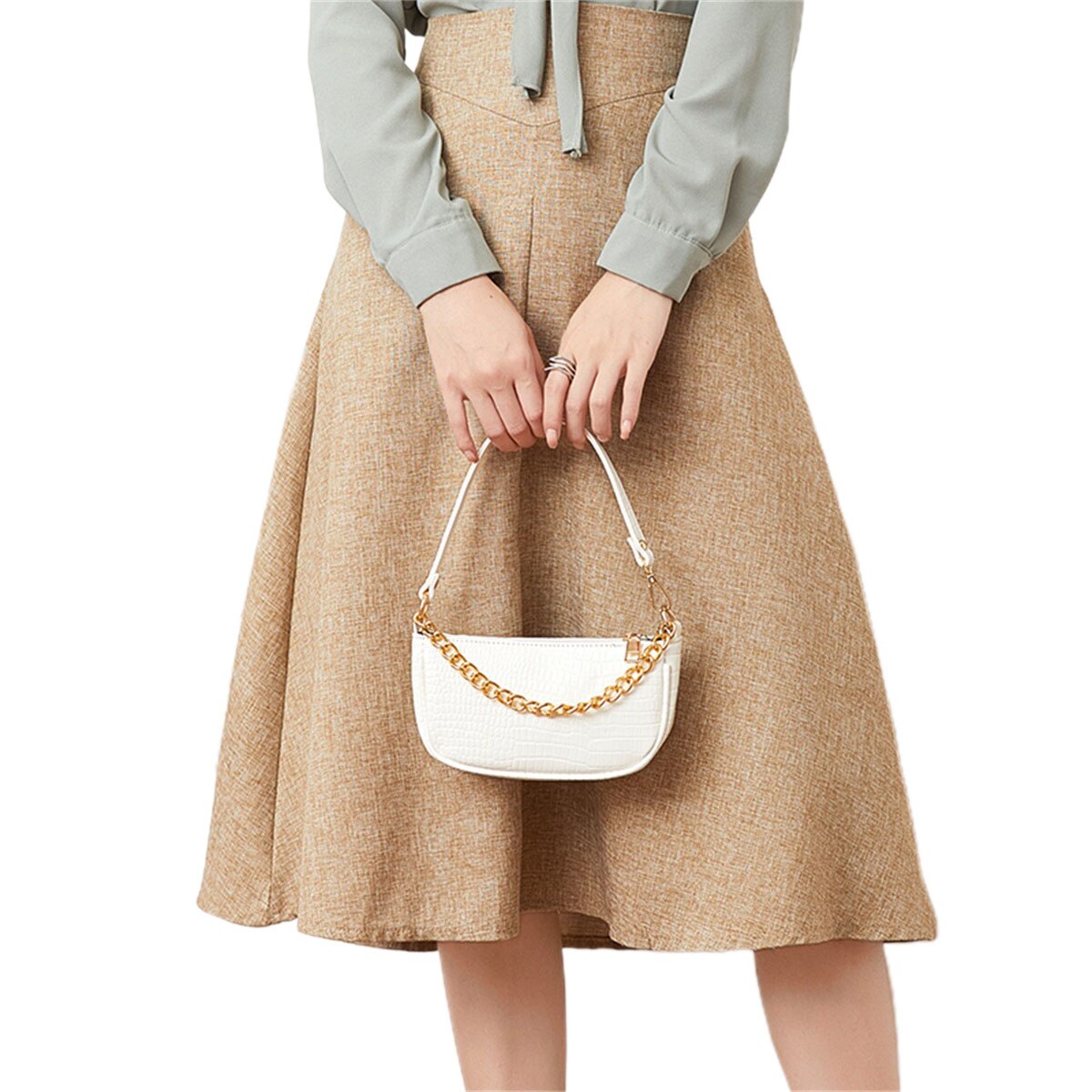 Women's Mini Shoulder Bag Alligator Solid Outdoor PU Postman Bag Chain Handbag