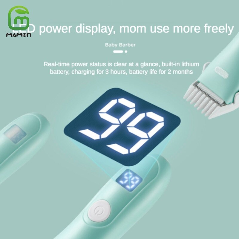 Mamon Baby Haar Trimmer Clipper Power Display Stille Waterdichte Draadloze Oplaadbare Voor Kinderen &amp; Peuter