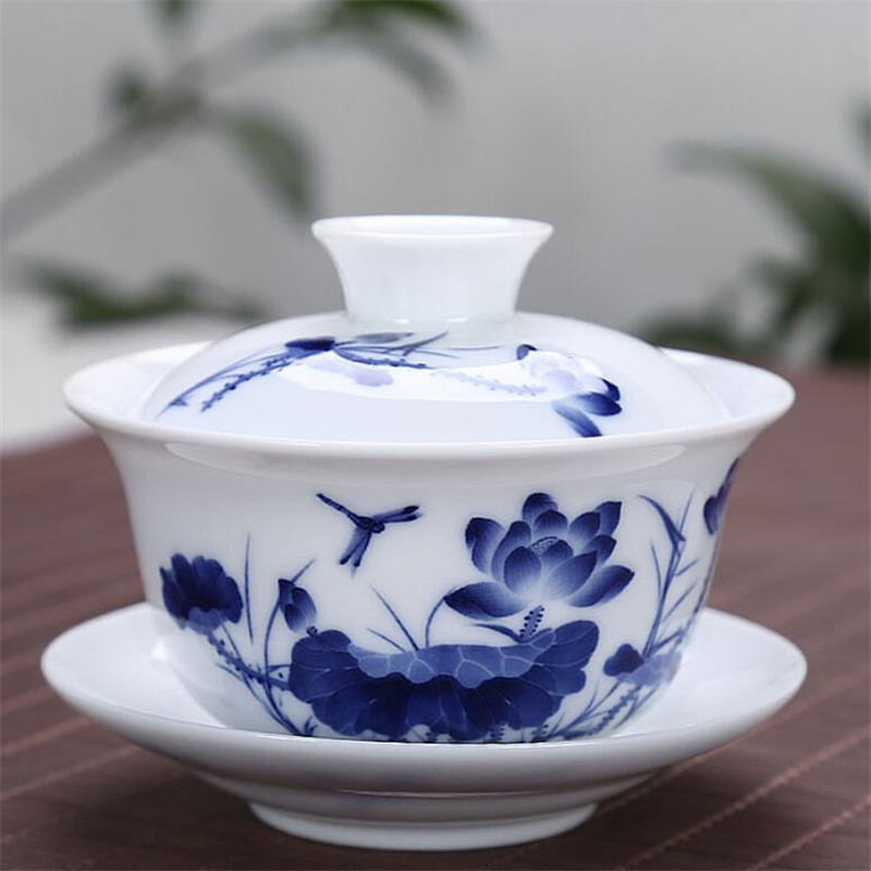 200ML Chinese Traditions Gai Wan Tea Set Bone China Tea Sets Dehua Gaiwan Tea Porcelain Pot Set Travel Beautiful And Easy Kettle