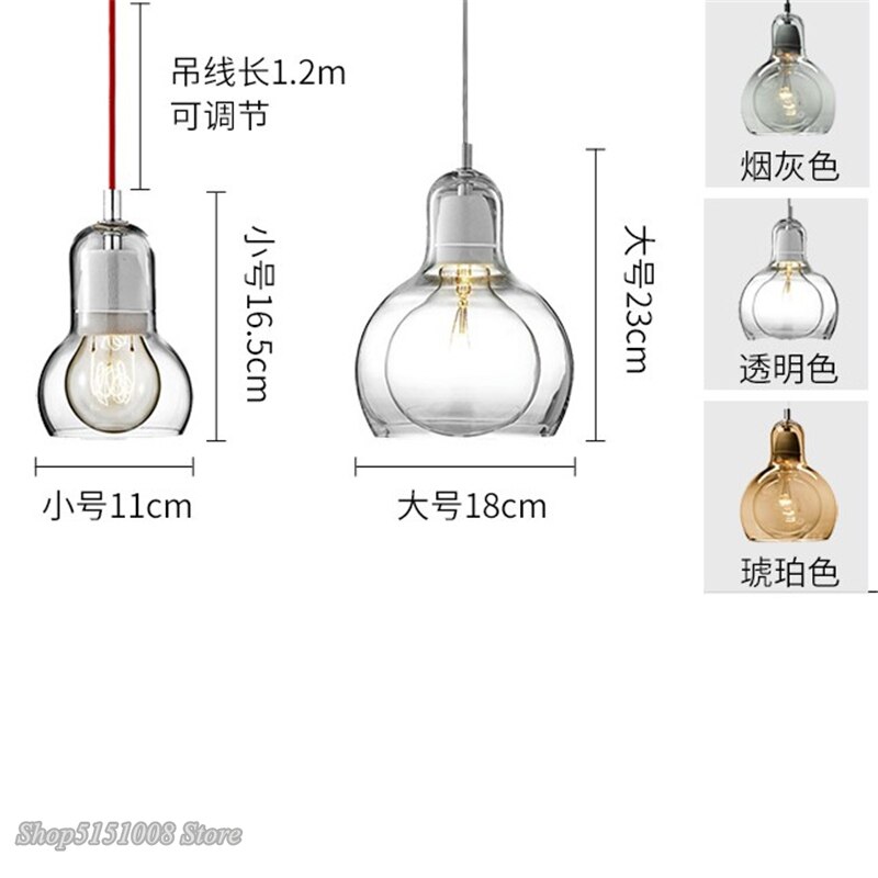 Nordiska led glas taklampor modern matsal klar bärnsten taklampor kalebass hängande lampor heminredning belysningsarmaturer