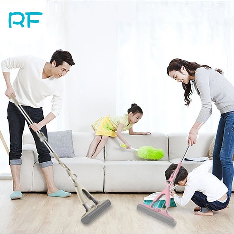Spons Mop Vouwen Type Huishouden Vloer Schoonmaken Tool Lijm Katoen Mop Telescopische Rvs Staaf Handsfree Wassen Mop r-F