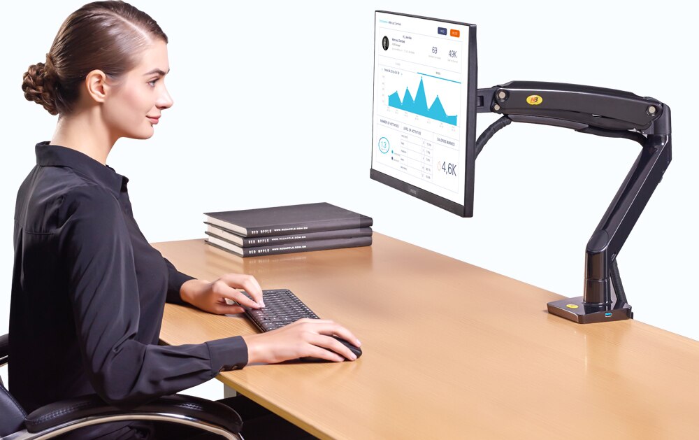 NB F100A Gas Spring Arm 22-35 inch Screen Desktop Monitor Holder 360 Rotate 3-12kgs Monitor Mount Arm with USB 3.0 Port
