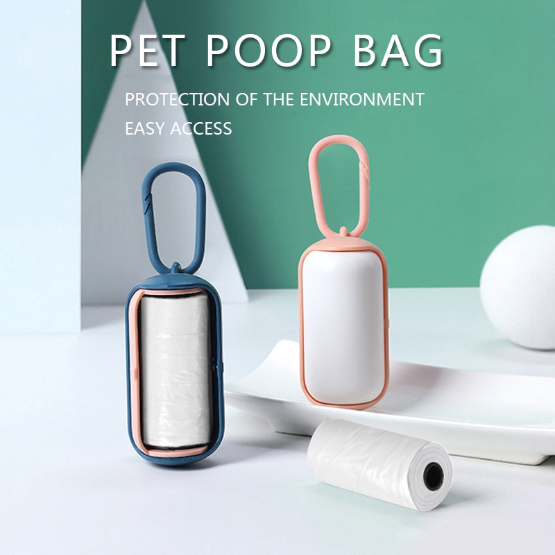 Distributeur pratique de sacs à merde pour chiens, déchets en forme de pilule, fournitures de nettoyage d'extérieur avec 1 rouleau de sacs à merde
