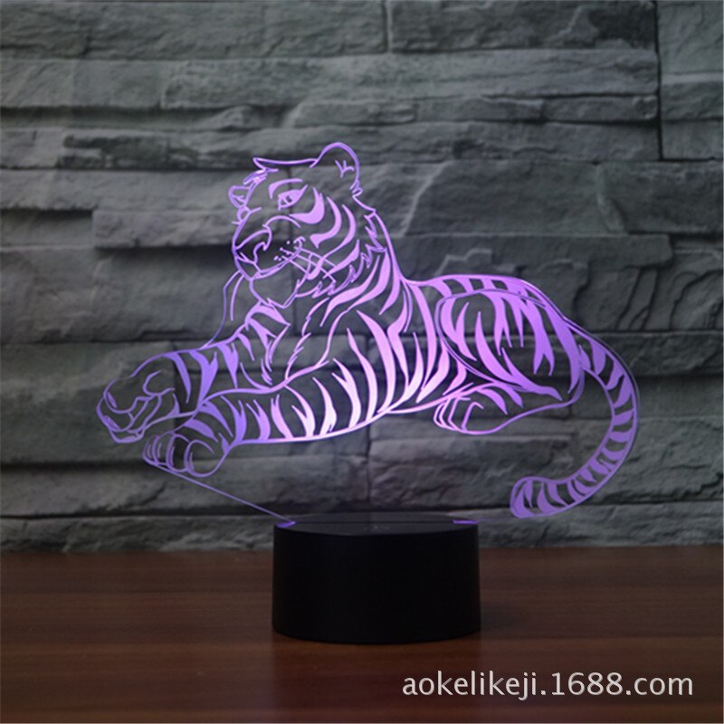 Tiger Model 3D LED Light Hologram Illusions 7 Colors Change Decor Lamp Best Night Light for Home Deco