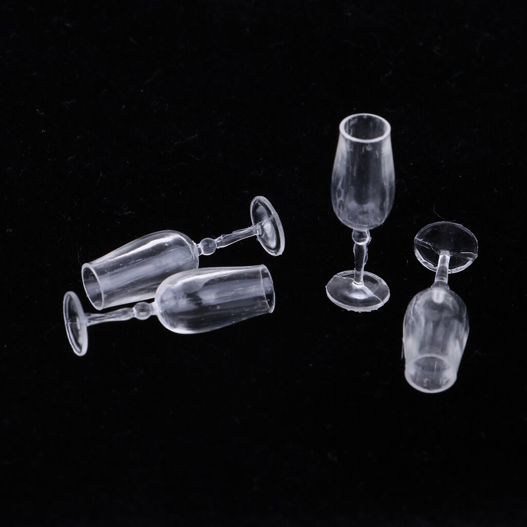 4 Pieces 1/12 Dollhouse Miniature Clear Wine Glass Juice Cup Goblet Model