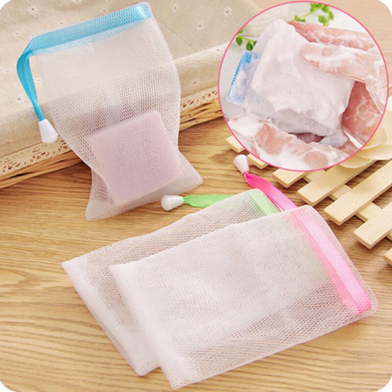 10Pcs Kleur Willekeurige Zeep Blister Mesh Double-Layer Zeep Netto Schuimende Netto Bubble Mesh Bag