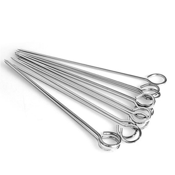 Brochettes de barbecue en acier inoxydable, pour Camping en plein air, outils de pique-nique, rôtissoire, 12 pièces: 20cm