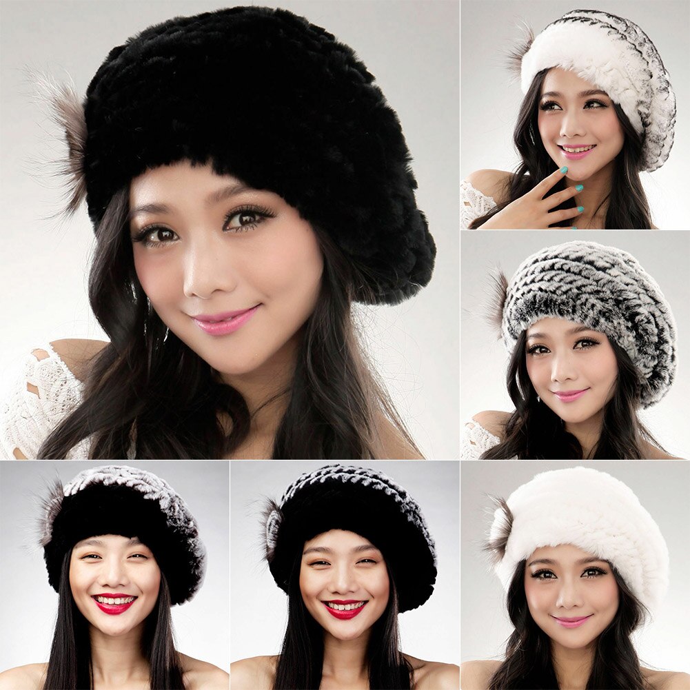 Newly Winter Beret Faux Fur Hat Women Soft Warm Caps Knitted Accessory Comfortable Outdoor