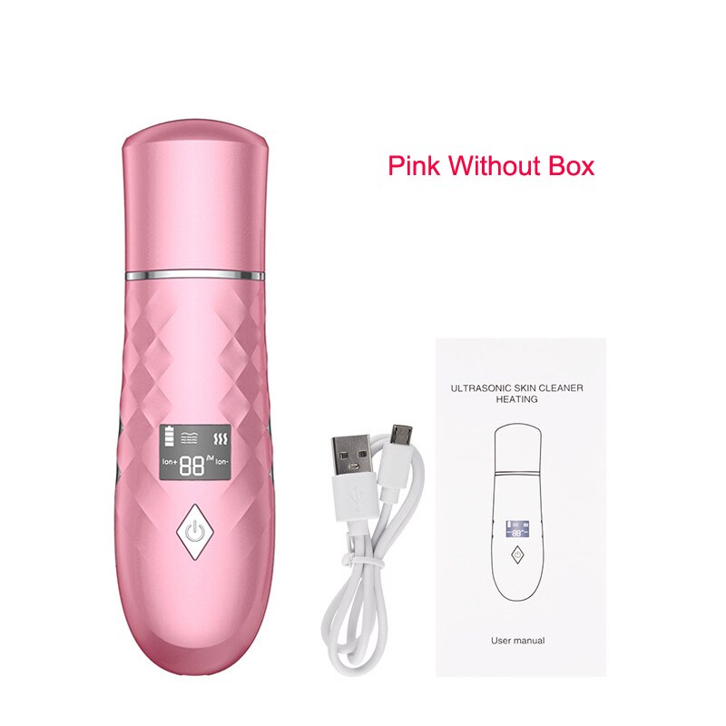 Limpiador ultrasónico para piel, herramienta de limpieza profunda, espátula exfoliante, limpiador de poros faciales, eliminador de espinillas, masaje EMS Estiramiento Facial: Pink Without Box