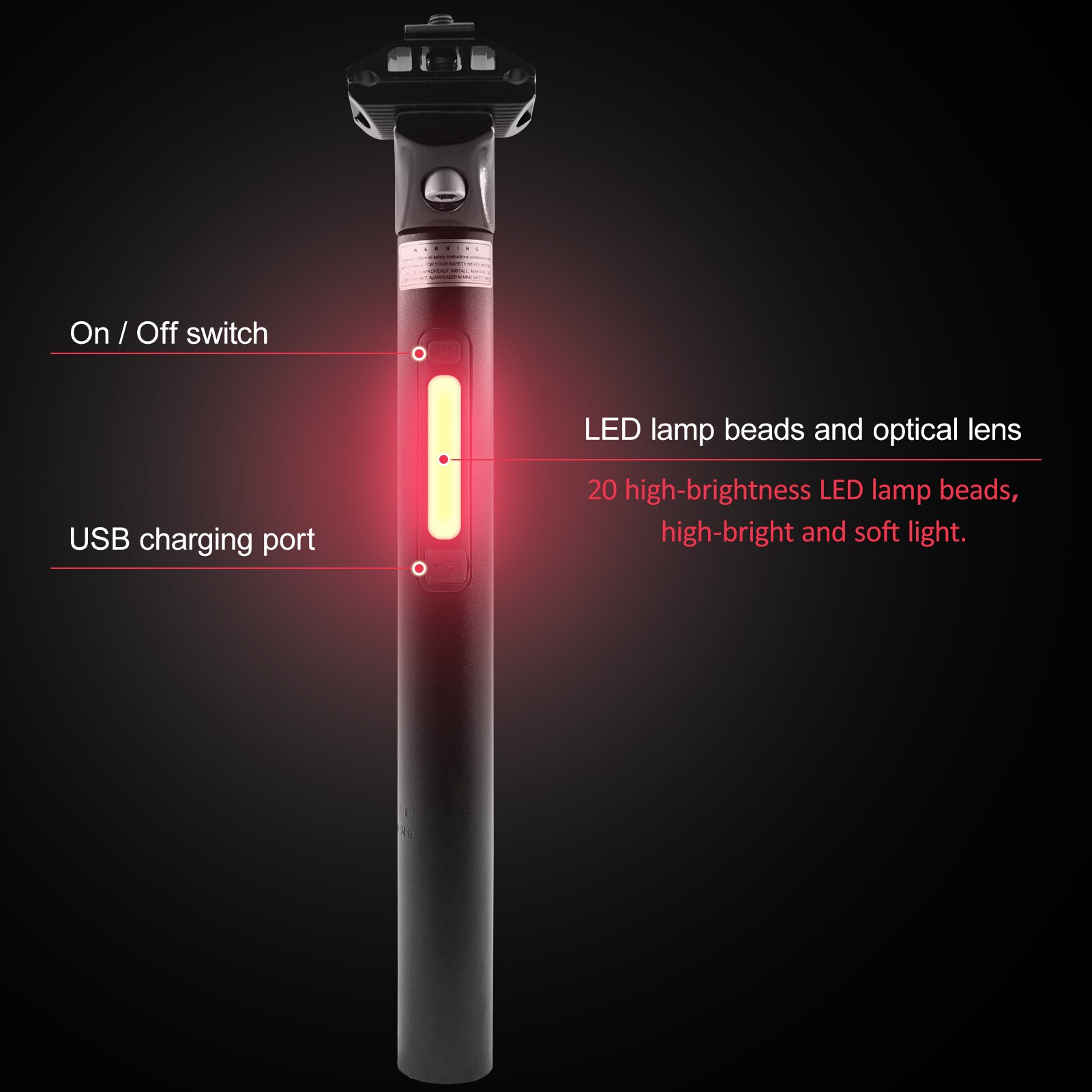 Fietszadelpen slimme fietszadelpen met remlicht oplaadbare fietszadelpen ingebouwd remlicht voor veilig rijden